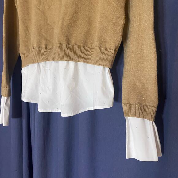 Laundry By Shelli Segal Preppy Embellished Layered Sweater Cuffs Size Medium - Picture 8 of 8